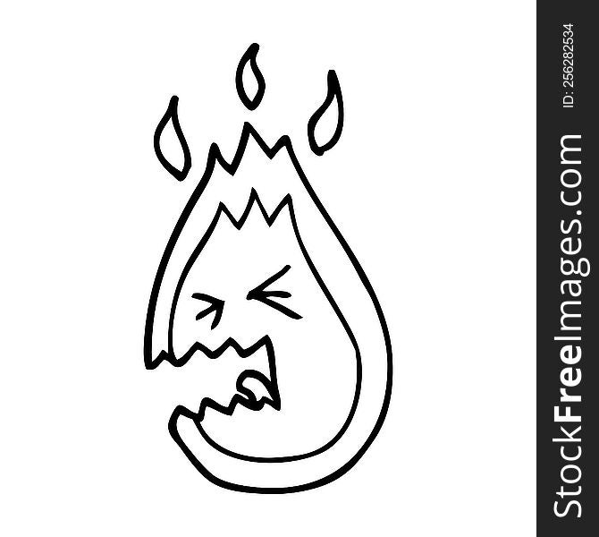 line drawing cartoon screaming flame