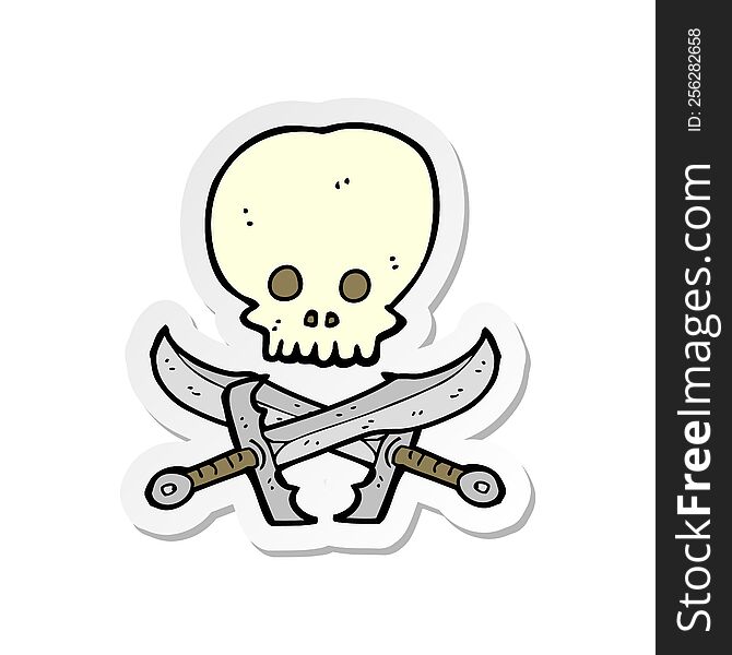 sticker of a skull and swords symbol