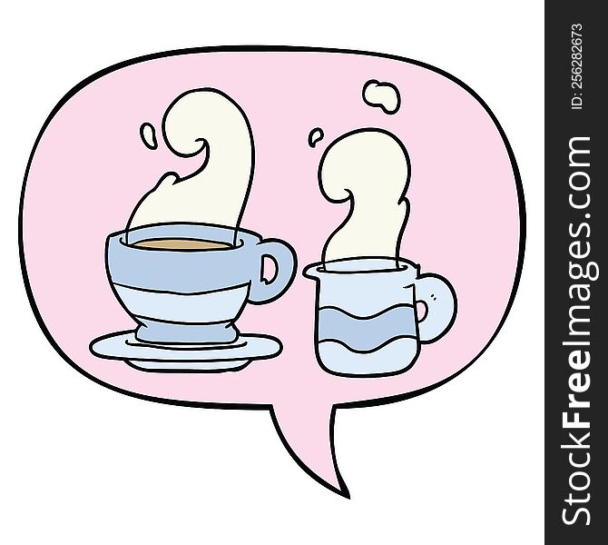 Cartoon Cup Of Coffee And Speech Bubble