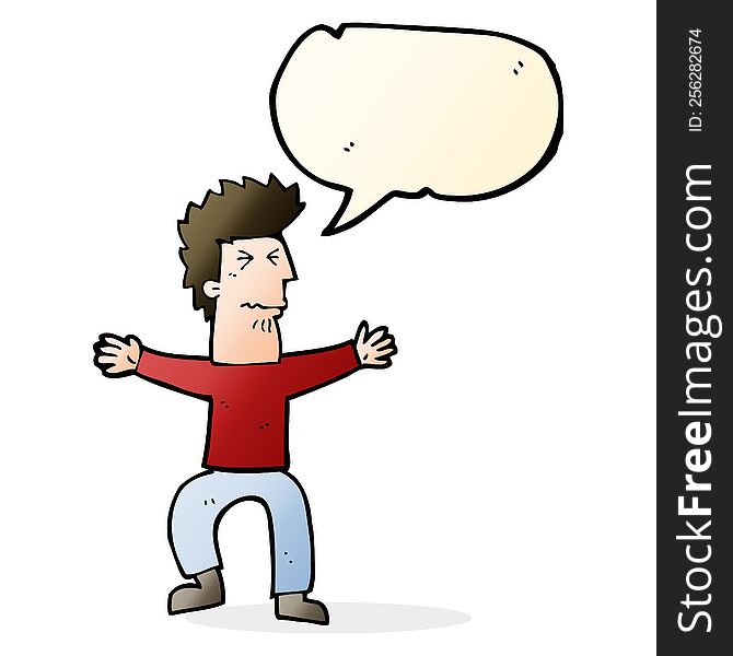 Cartoon Stressed Out Man With Speech Bubble