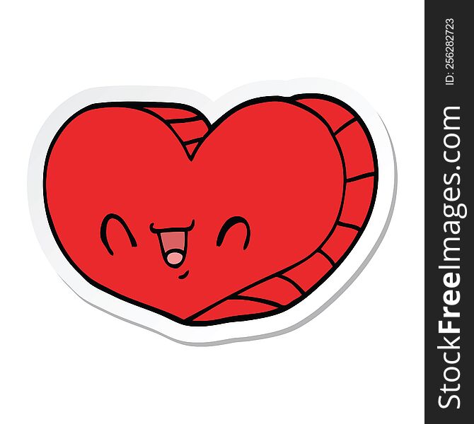 sticker of a cartoon love heart