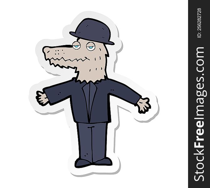 sticker of a cartoon werewolf wearing hat