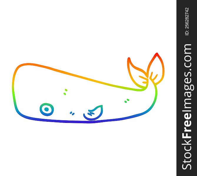 rainbow gradient line drawing of a cartoon whale