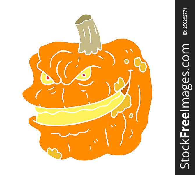 flat color illustration of spooky pumpkin. flat color illustration of spooky pumpkin