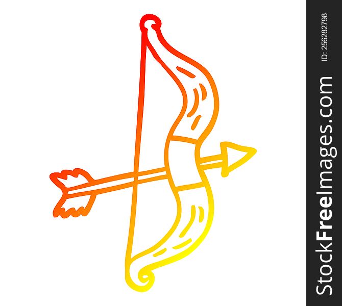 warm gradient line drawing of a cartoon bow and arrow