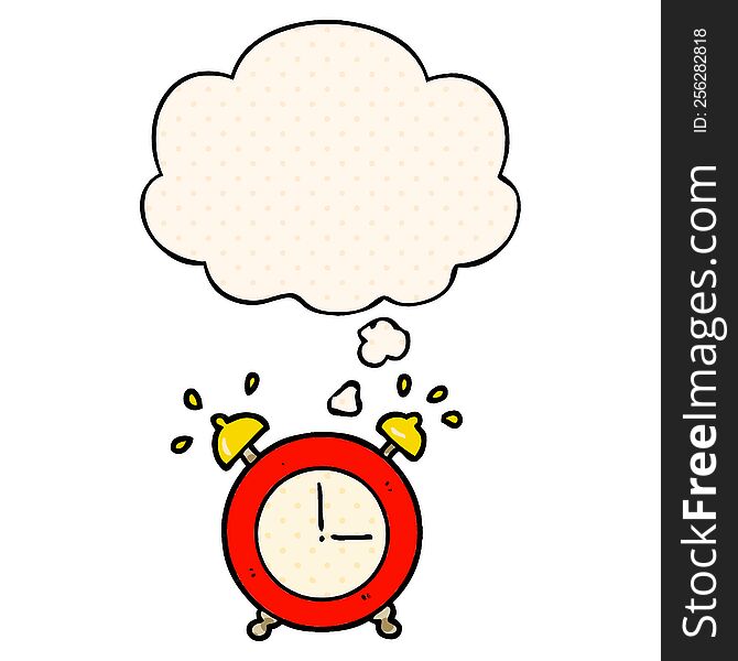 alarm clock with thought bubble in comic book style