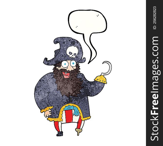 freehand speech bubble textured cartoon pirate captain