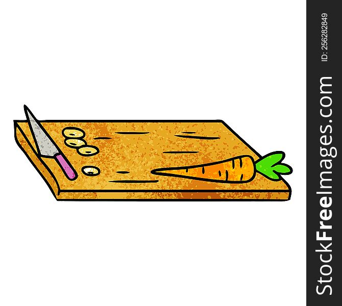 hand drawn textured cartoon doodle of vegetable chopping board