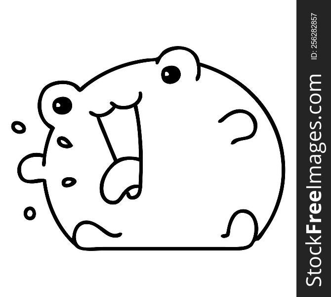 line doodle of a funny happy frog