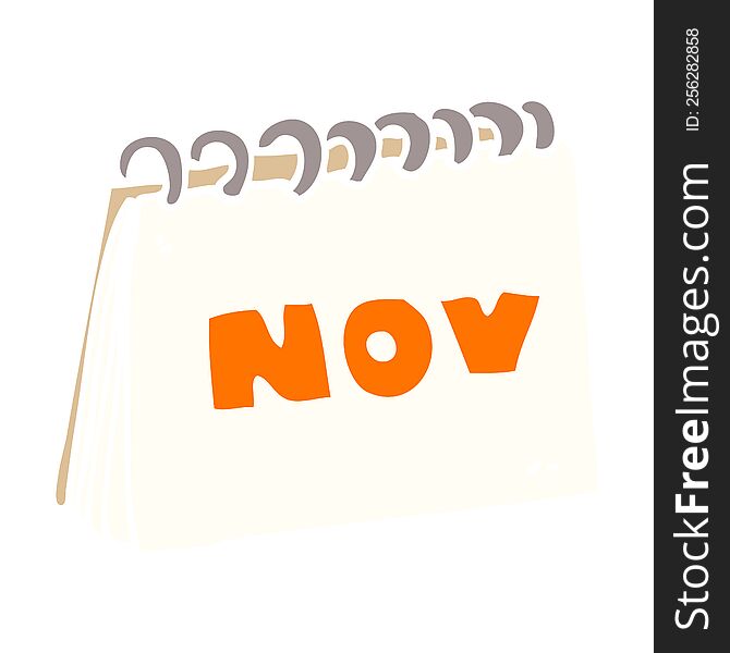 cartoon doodle calendar showing month of november