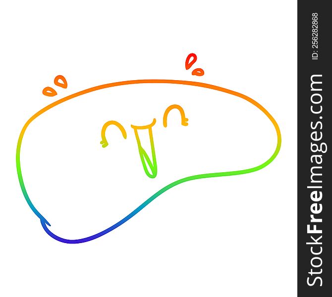 rainbow gradient line drawing of a cartoon healthy liver