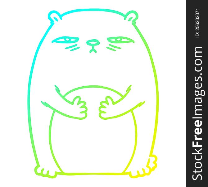 Cold Gradient Line Drawing Cartoon Tired Annoyed Bear