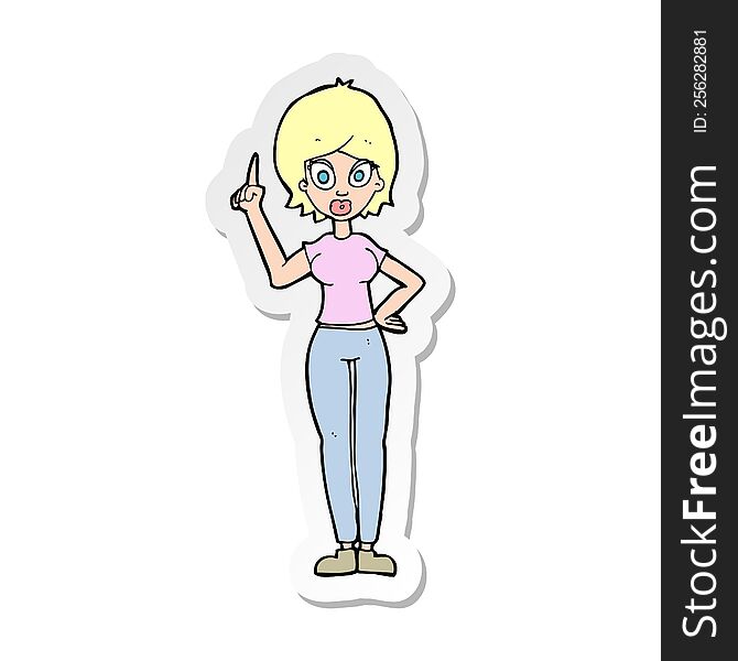 sticker of a cartoon woman explaining her point