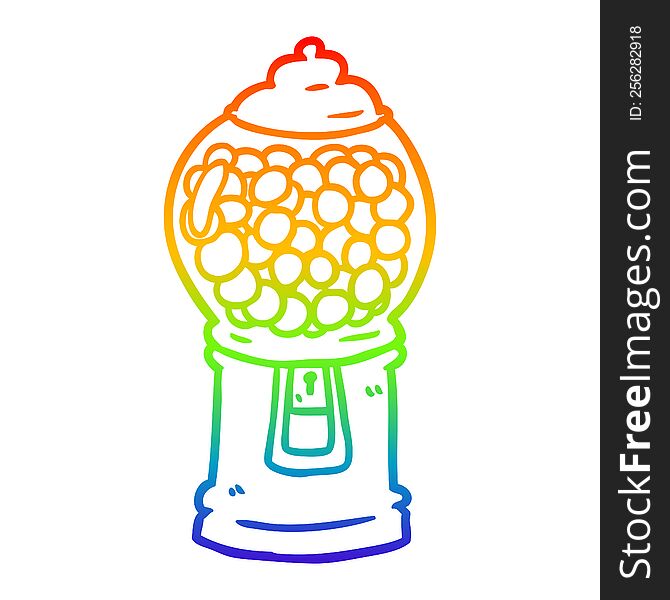 rainbow gradient line drawing of a gumball machine