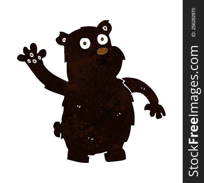 Cartoon Waving Black Bear