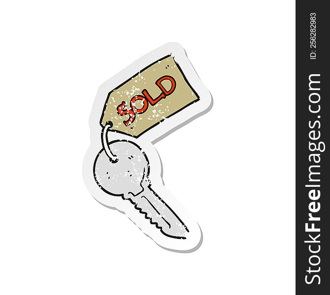 Retro Distressed Sticker Of A Cartoon New House Key