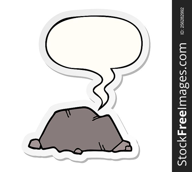 cartoon rock with speech bubble sticker. cartoon rock with speech bubble sticker