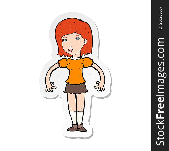 Sticker Of A Cartoon Woman Looking Sideways