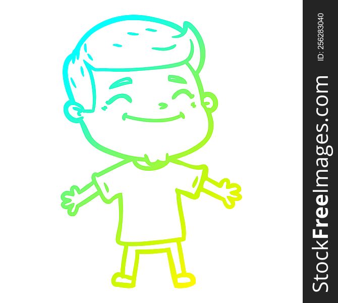 Cold Gradient Line Drawing Happy Cartoon Man With Open Arms