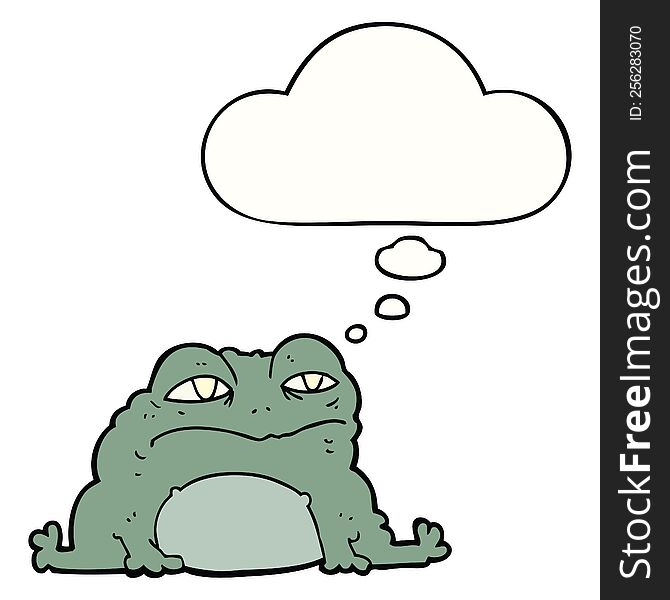 cartoon toad with thought bubble. cartoon toad with thought bubble