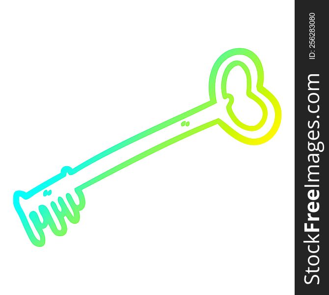 cold gradient line drawing of a cartoon fancy old key