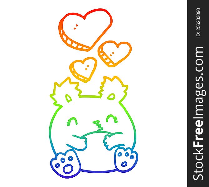 Rainbow Gradient Line Drawing Cute Cartoon Bear