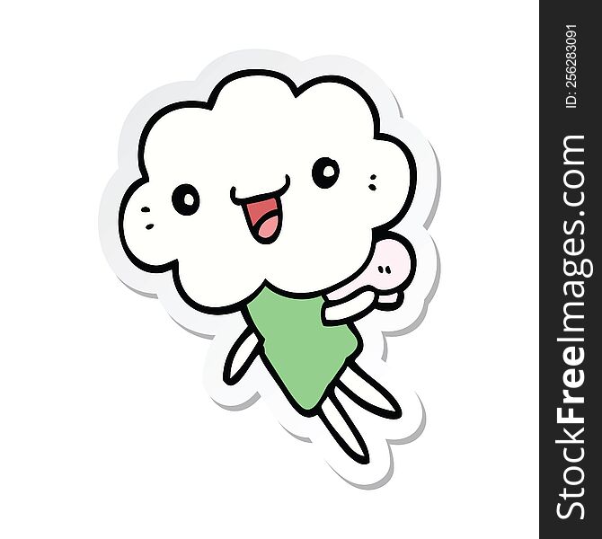 sticker of a cartoon cloud head creature