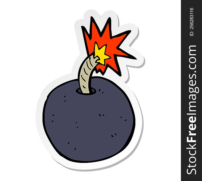 Sticker Of A Cartoon Burning Bomb