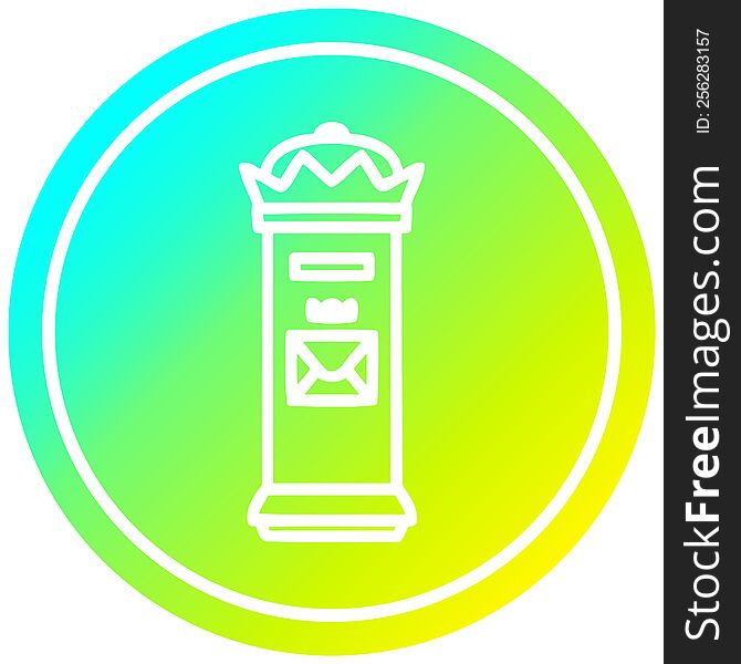 British postbox circular icon with cool gradient finish. British postbox circular icon with cool gradient finish