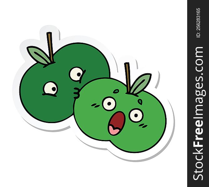 Sticker Of A Cute Cartoon Apples