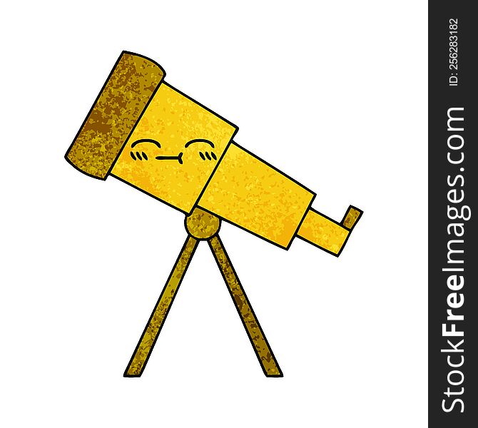 retro grunge texture cartoon of a telescope