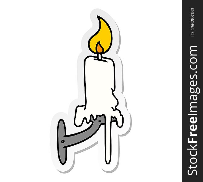 hand drawn sticker cartoon doodle of a candle stick