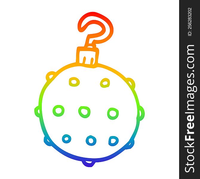 rainbow gradient line drawing of a cartoon red bauble