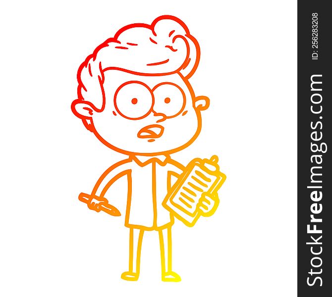Warm Gradient Line Drawing Shocked Cartoon Salesman