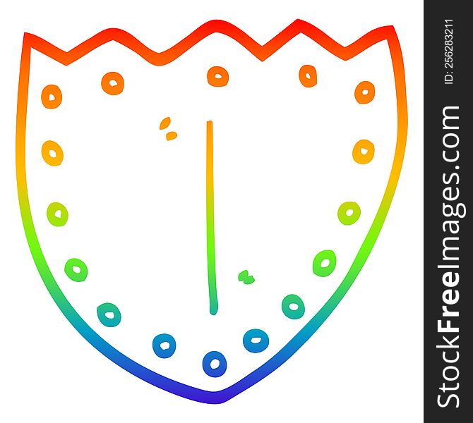 rainbow gradient line drawing of a cartoon shield