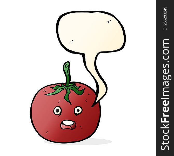 Cartoon Tomato With Speech Bubble