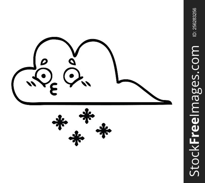 line drawing cartoon snow cloud
