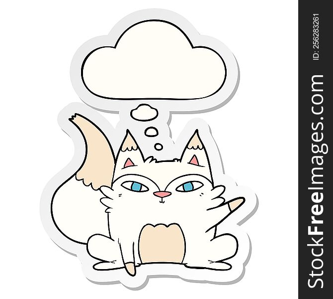 Cartoon Arctic Fox And Thought Bubble As A Printed Sticker