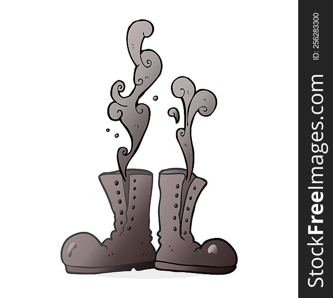 freehand drawn cartoon steaming army boots