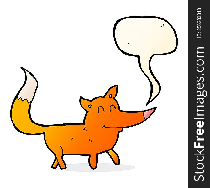 Cartoon Little Fox With Speech Bubble