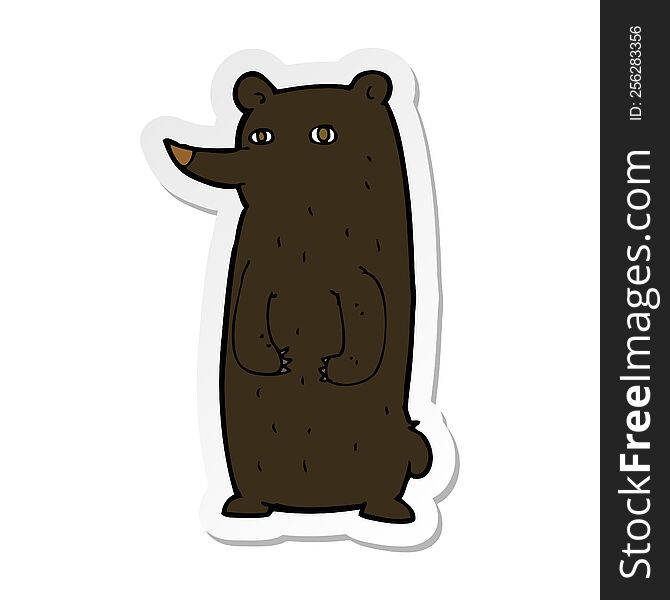 Sticker Of A Funny Cartoon Black Bear