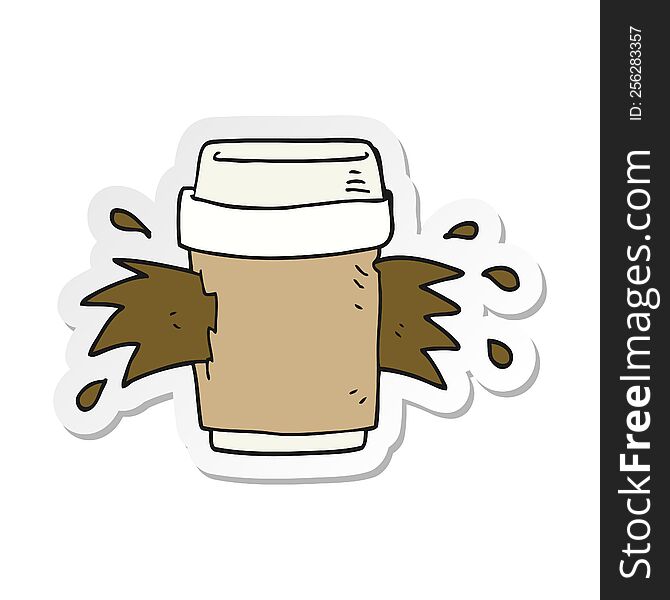 sticker of a cartoon exploding coffee cup