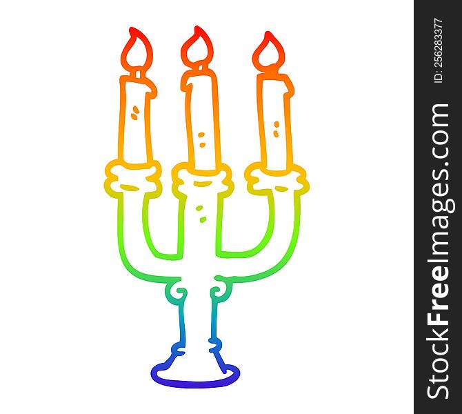 Rainbow Gradient Line Drawing Cartoon Candlestick Holder