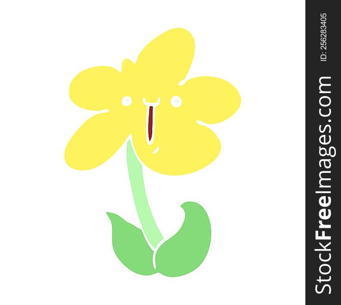 Flat Color Style Cartoon Flower