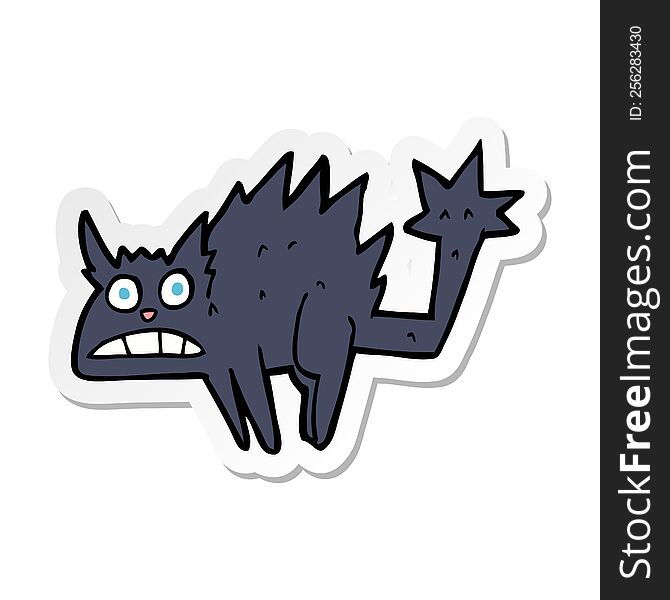 sticker of a cartoon frightened black cat