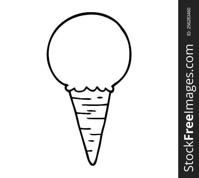 line drawing cartoon ice cream cone