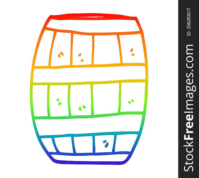 rainbow gradient line drawing of a cartoon beer barrel