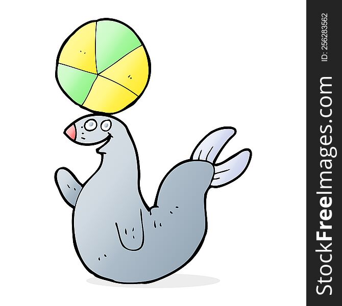 cartoon seal balancing ball