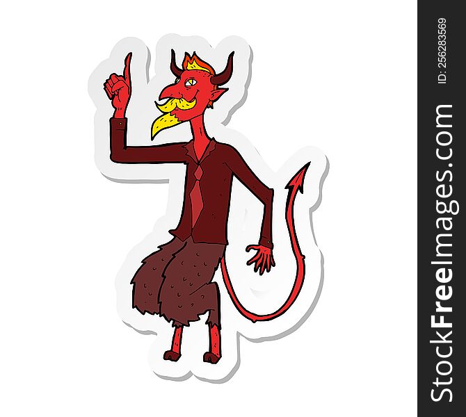 sticker of a cartoon devil in shirt and tie