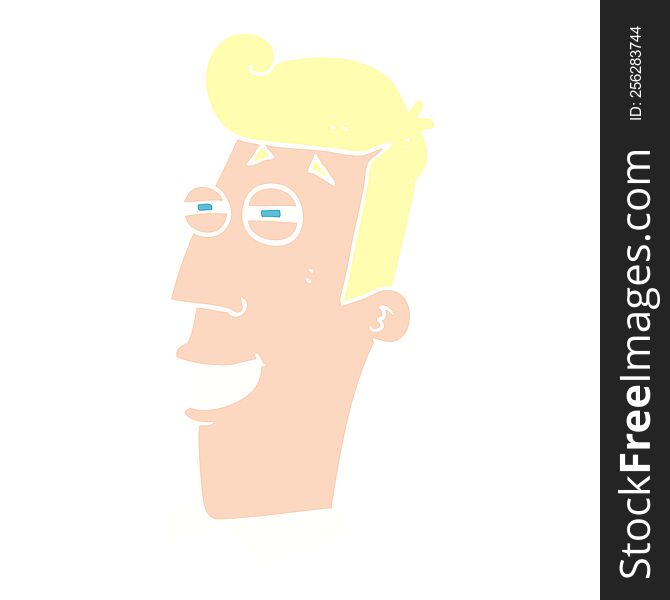 Flat Color Illustration Of A Cartoon Grinning Man